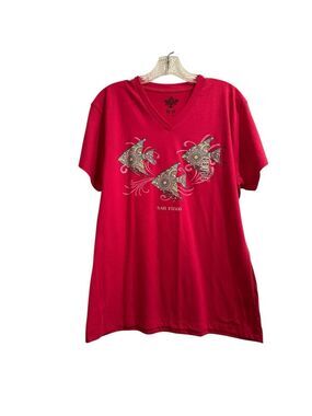 Yacht Club San Diego Souvenir Tee Shirt Womens M PINK Hippie Tropical Fish NWOT